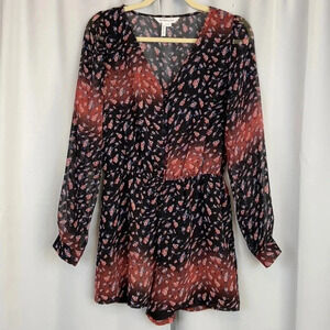 BCBGeneration Floral Sheer Long Sleeve Romper Size Small